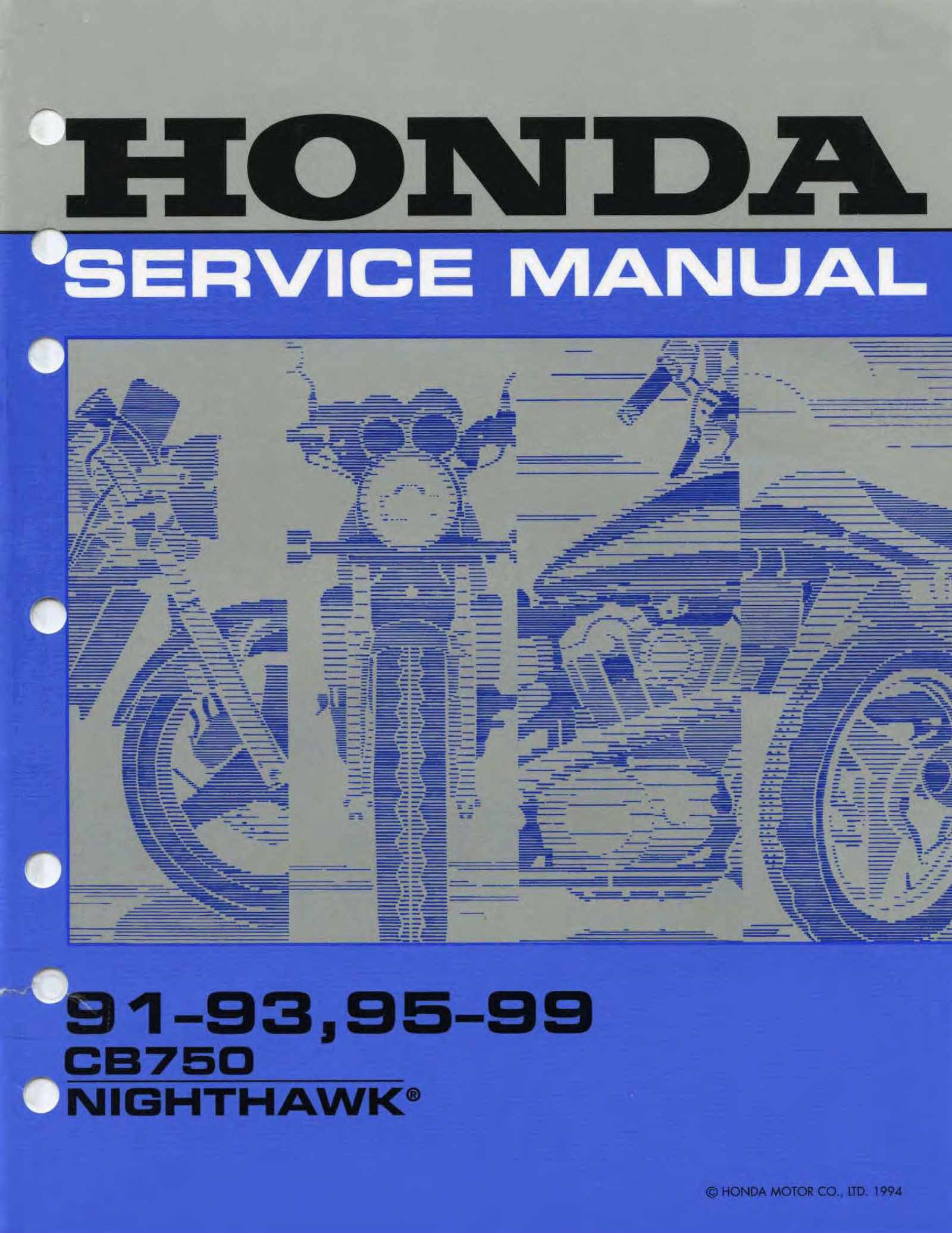 Honda 1991-93,95-99 CB750 Nighthawk Service Manual Shop Repair 91 1992 92 1993 
