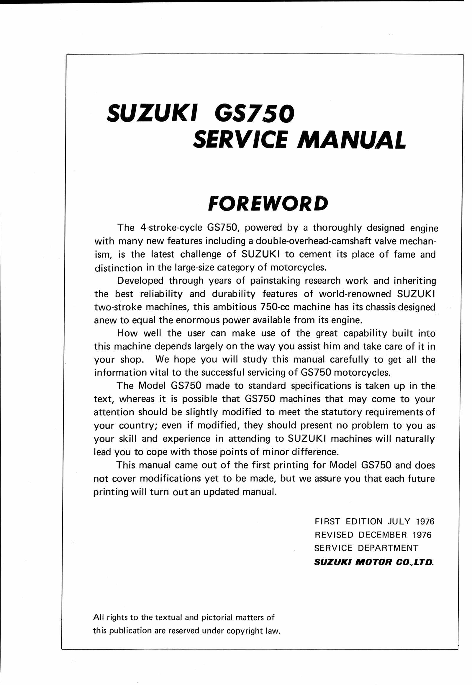 Suzuki GS 750 E Cast wheel 1978 Haynes Service Repair Manual 0363 